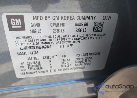 2021 Buick Encore Gx Awd Essence z USA, uszkodzony, nr VIN KL4MMGSL1MB162049